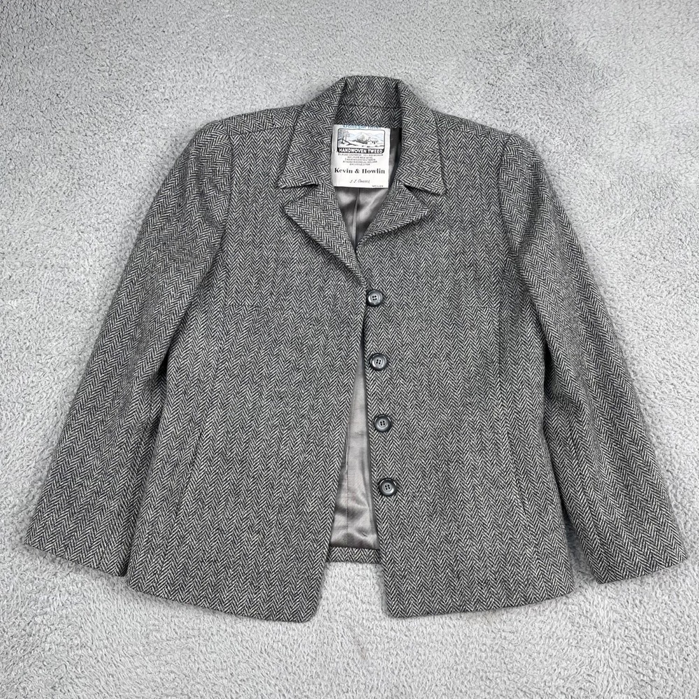 Handwoven Irish Wool Tweed Blazer Womens M Donegal Mist Kevin & Howlin Cashmere - Picture 4 of 10